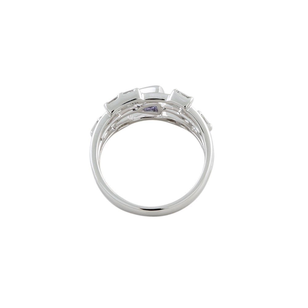 White Gold Diamond and Tanzanite Studded Bubble Ring