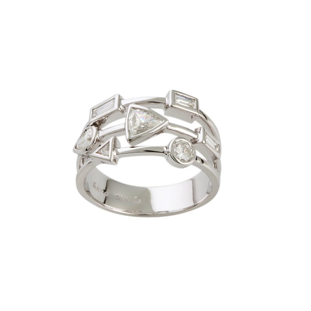 White Gold Multiple Shaped Diamond Set Bubble Ring 0.85ct