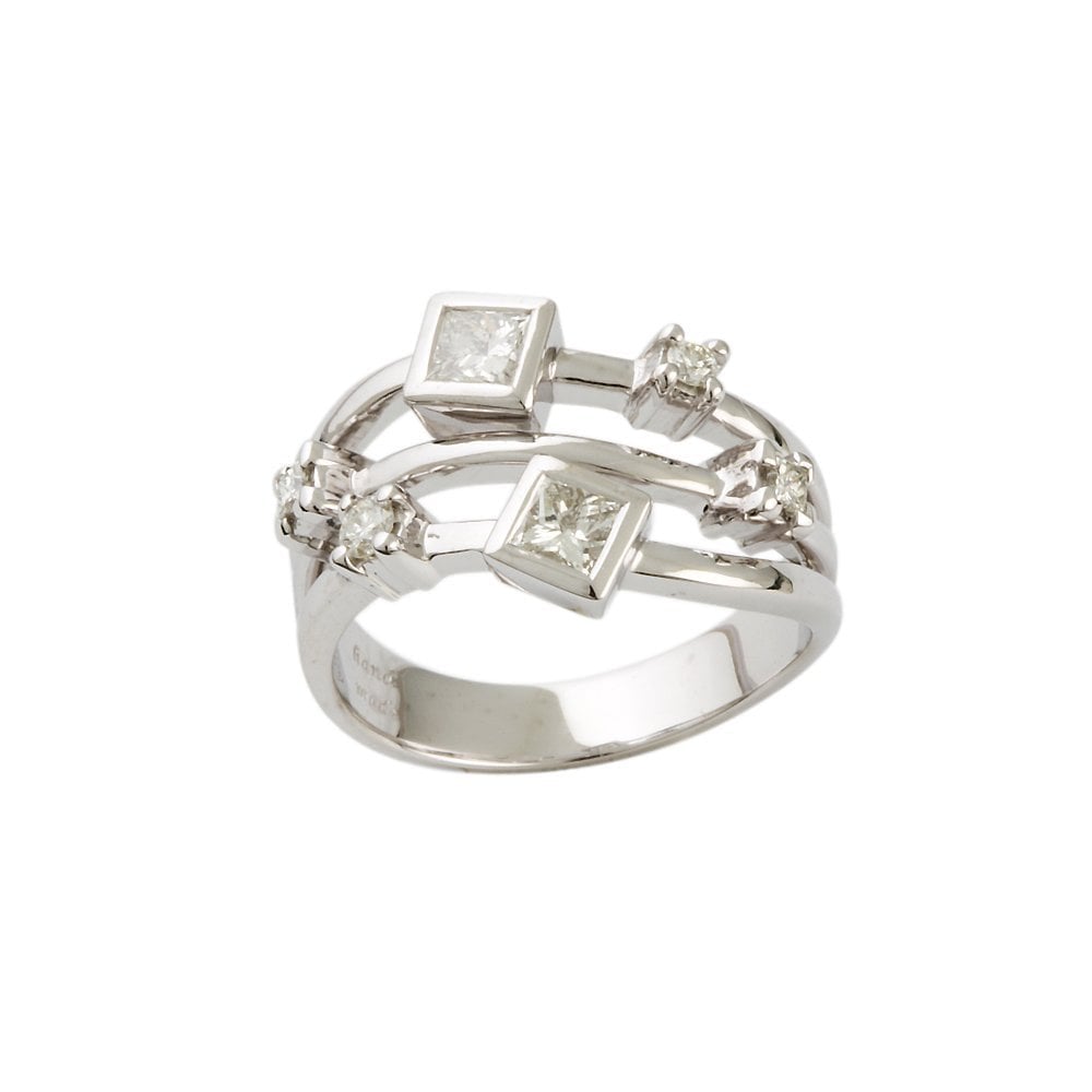 White Gold Five Stone 0.83ct Multiple Shaped Diamond Set Bubble Ring