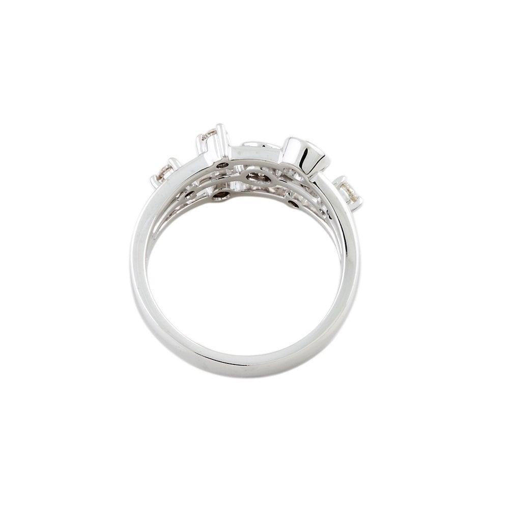 White Gold Seven Stone 0.68ct Round Brilliant Cut Diamond Bubble Ring