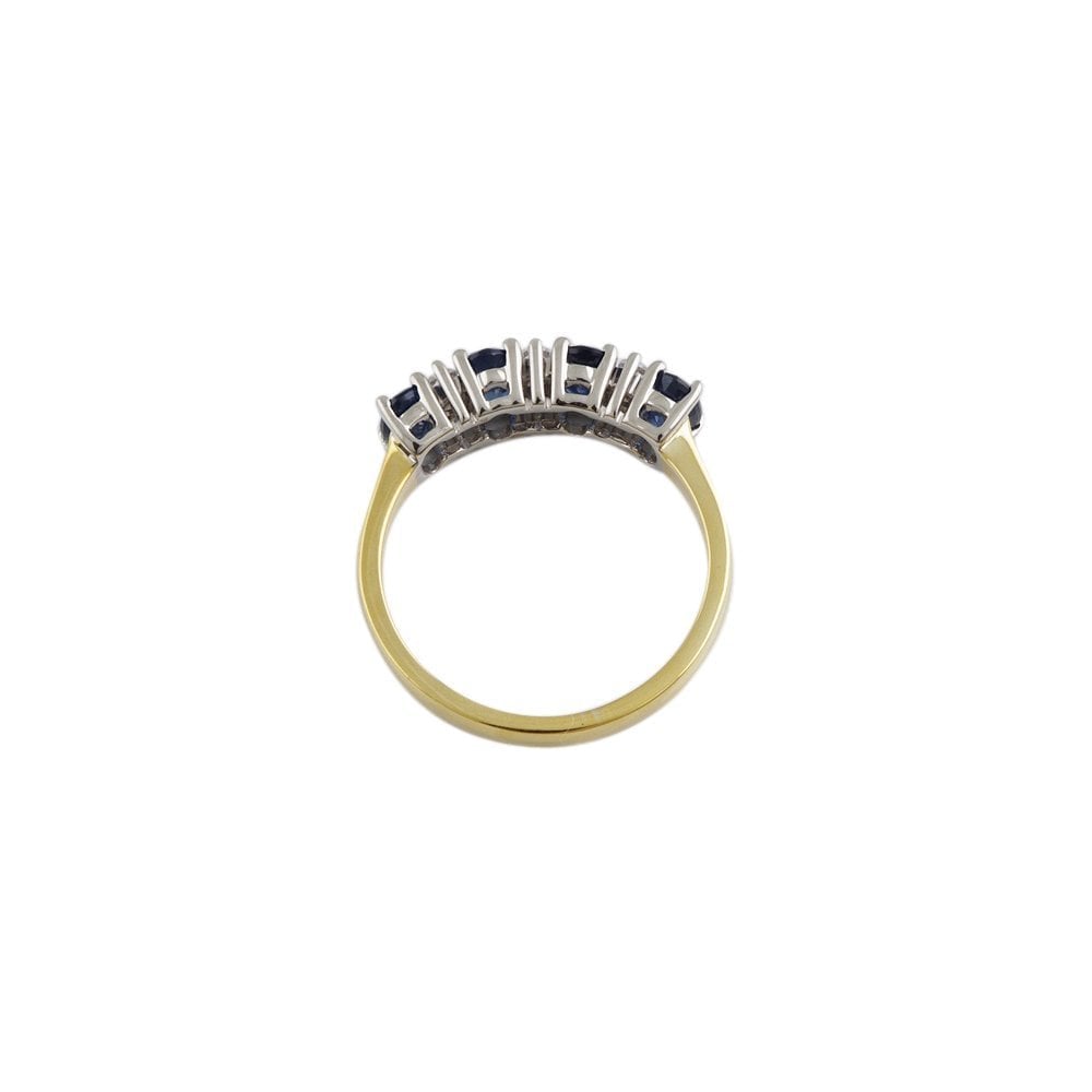 Yellow and White Gold 1.20ct Oval Blue Sapphire and 0.13ct Round Brilliant Diamond Set Ring