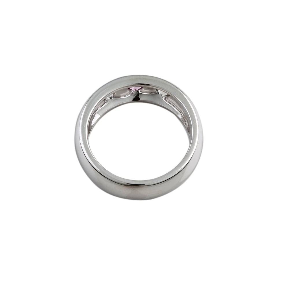 9ct White Gold Pink Sapphire and Diamond Three Stone Ring