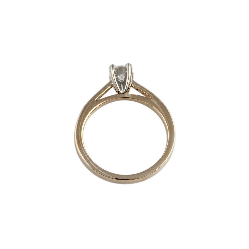 Yellow and White Gold 0.40ct TDW Round Brilliant Diamond Solitaire Ring With Studded Shank