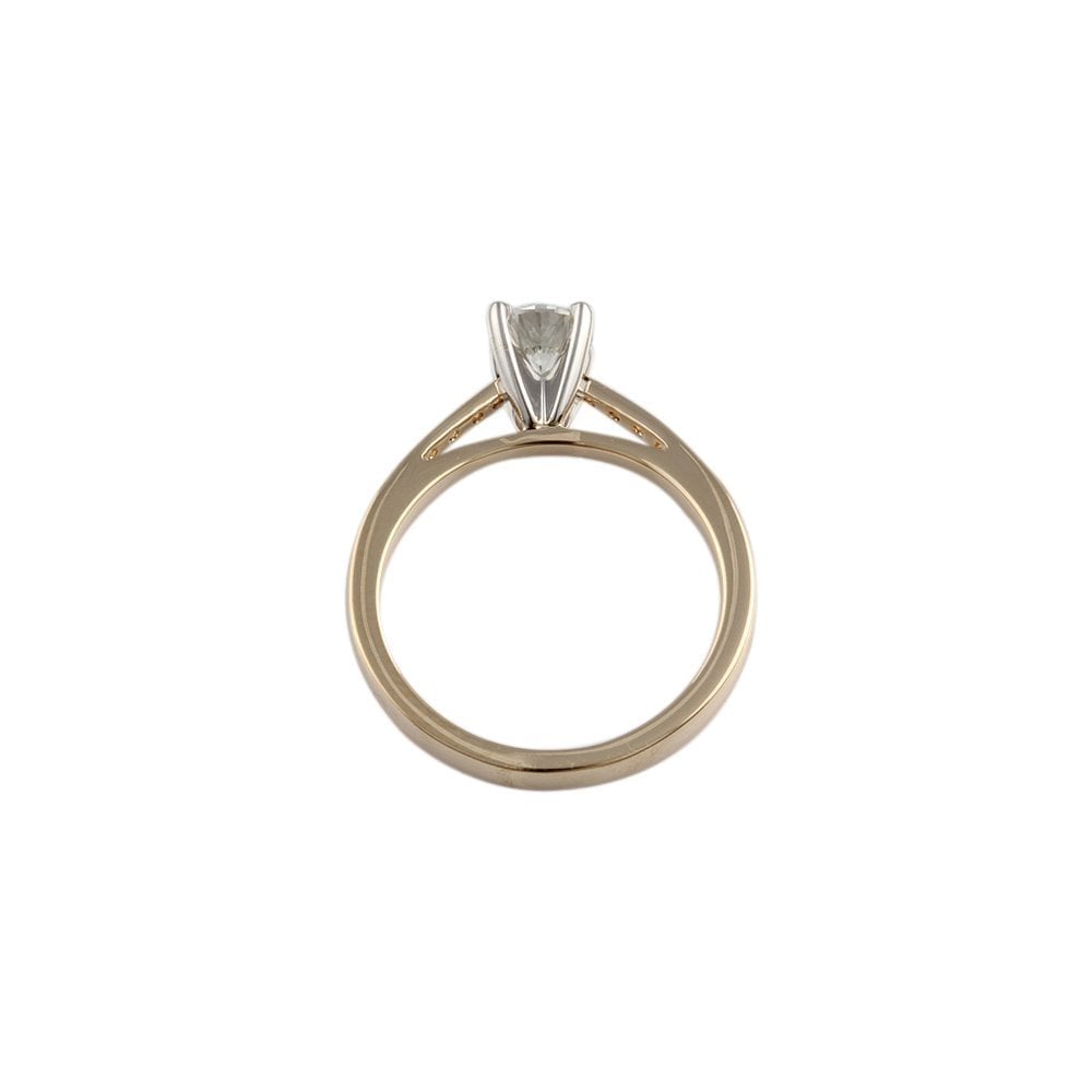 Yellow and White Gold 0.60ct TDW Round Brilliant Diamond Solitaire Ring With Studded Shank