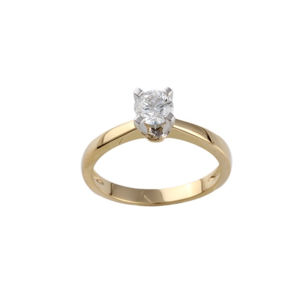Yellow and White Gold 0.45ct Round Brilliant Diamond Solitaire Ring