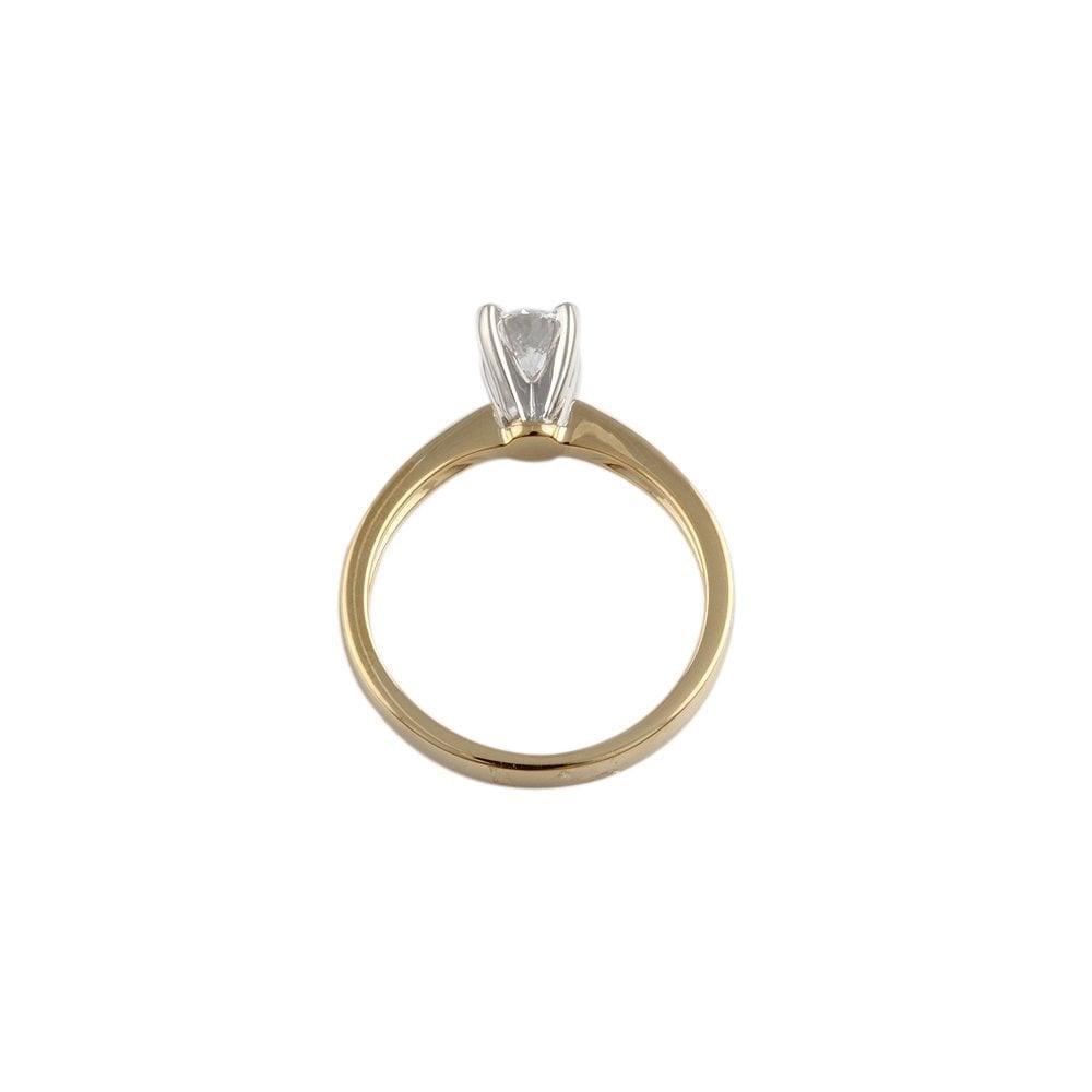 Yellow and White Gold 0.45ct Round Brilliant Diamond Solitaire Ring