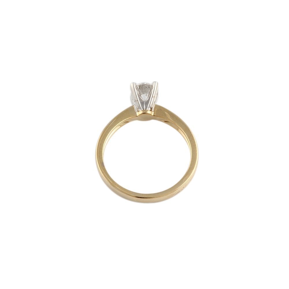 Yellow and White Gold 0.50ct Round Brilliant Diamond Solitaire Ring