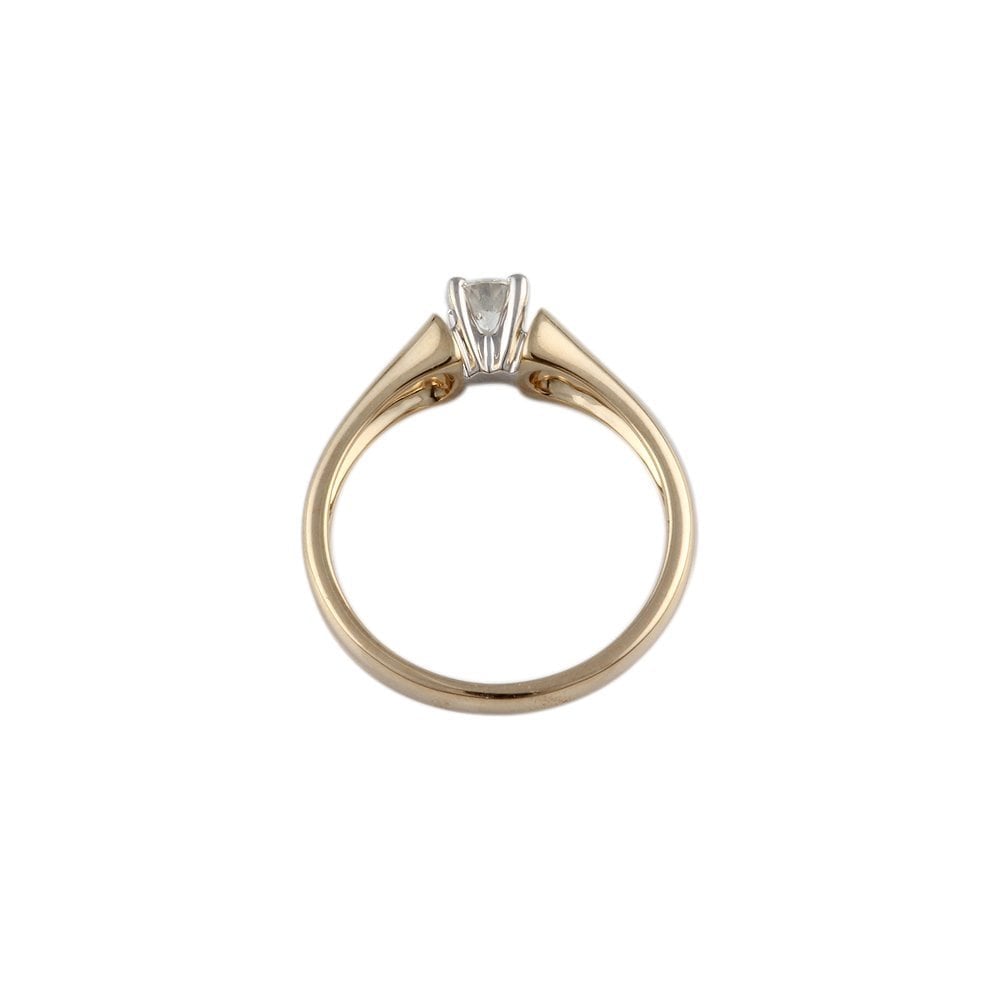 Yellow and White Gold 0.33ct Round Brilliant Diamond Solitaire Ring
