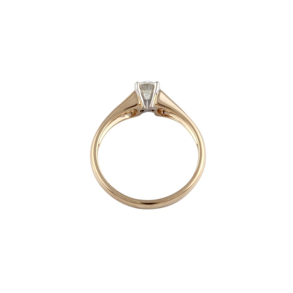 Yellow and White Gold 0.45ct Round Brilliant Diamond Solitaire Ring