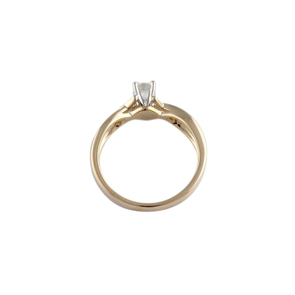 Yellow and White Gold 0.25ct Round Brilliant Diamond Solitaire Ring