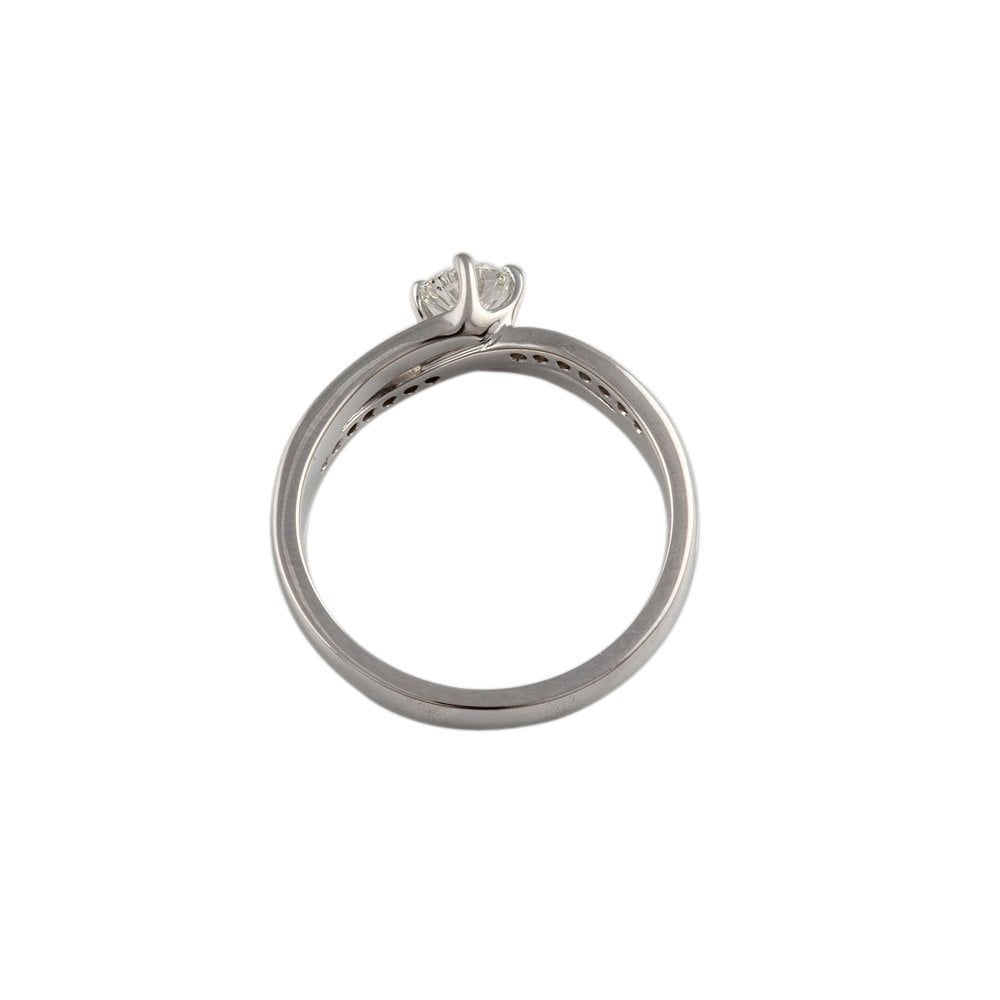 White Gold 0.40ct TDW Round Brilliant Diamond Solitaire Ring With Studded Shank