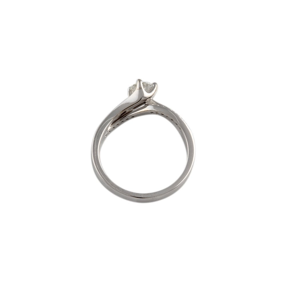 White Gold 0.45ct TDW Round Brilliant Diamond Solitaire Ring With Studded Shank