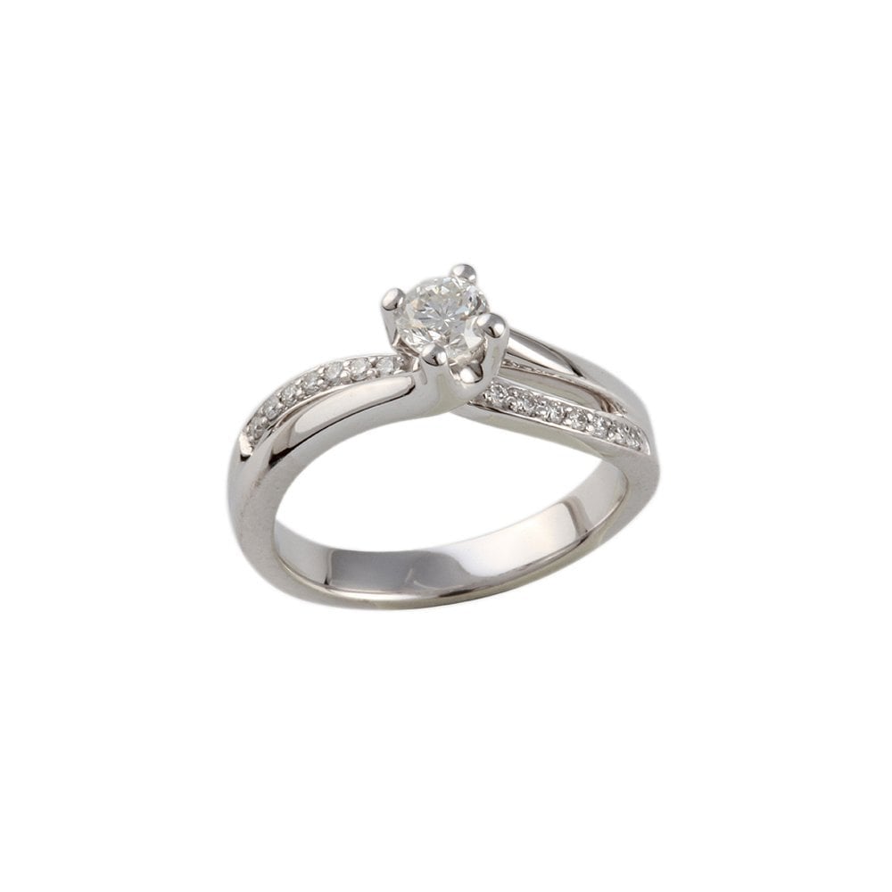 White Gold 0.33ct TDW Round Brilliant Diamond Solitaire Ring With Studded Shank