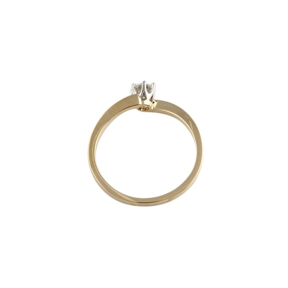 Yellow and White Gold 0.33ct Round Brilliant Diamond Solitaire Ring