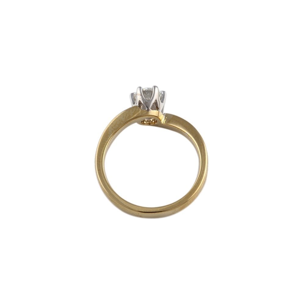 Yellow and White Gold 0.45ct Round Brilliant Diamond Solitaire Ring