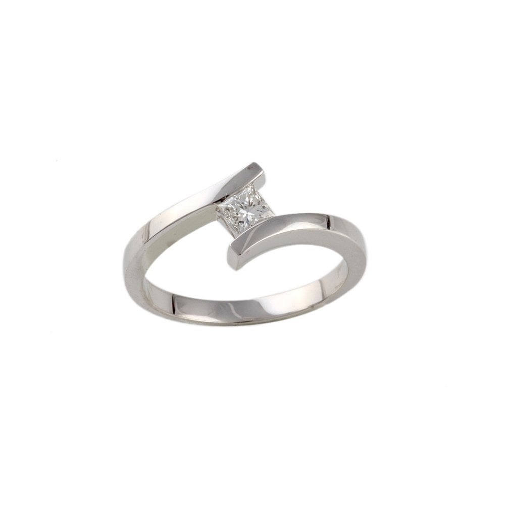 White Gold 0.33ct Princess Cut Diamond Solitaire Ring