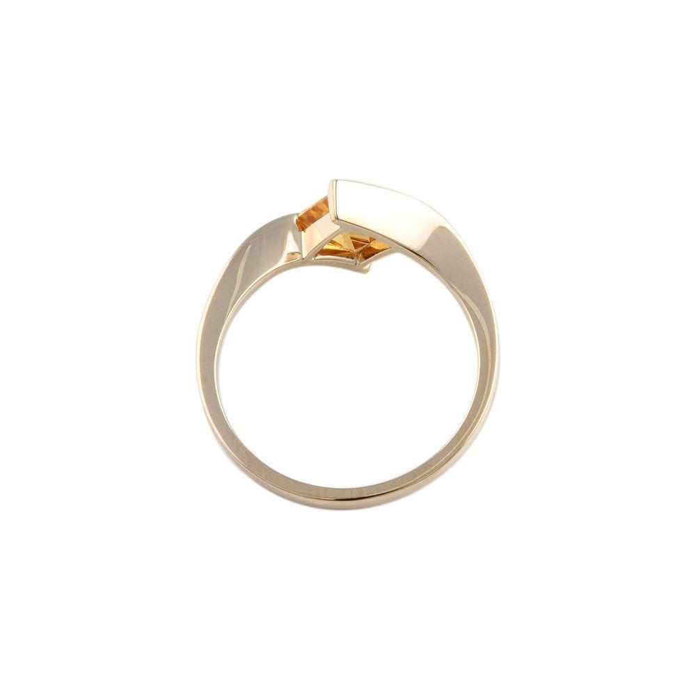 Yellow Gold 1.10ct Princess Cut Citrine Single Stone Ring