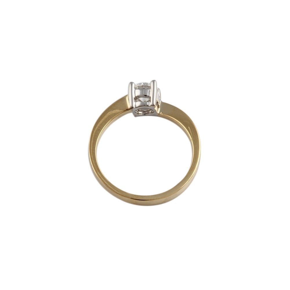 Yellow and White Gold 0.45ct Round Brilliant Diamond Solitaire Ring
