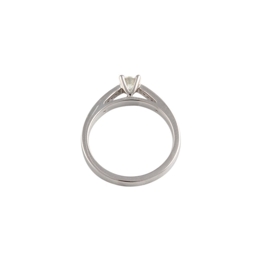 White Gold Round Brilliant Diamond Solitaire Ring With Studded Shank