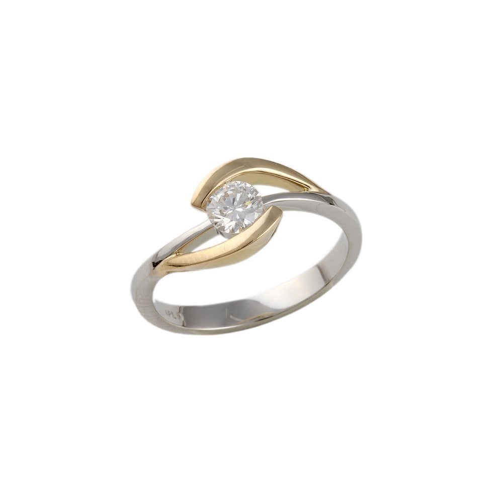 Yellow and White Gold 0.33ct Round Brilliant Diamond Solitaire Ring