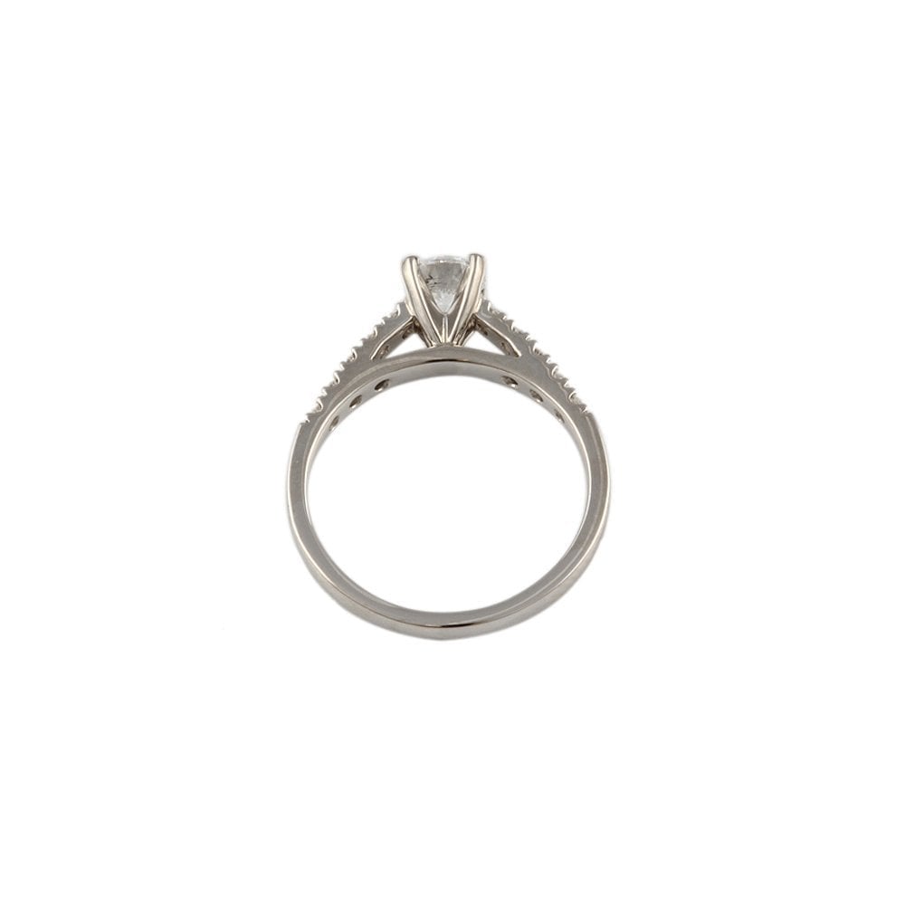 White Gold Round Brilliant Diamond Solitaire Ring With Studded Shank
