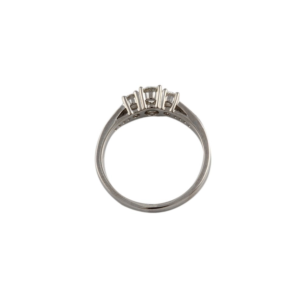 White Gold Round Brilliant Diamond Three Stone RingDiamond Set Shoulders Total diamond weight 0.48ct