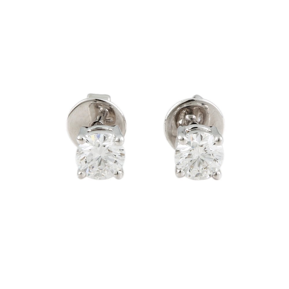 9ct White Gold 0.60ct Round Brilliant Cut Diamond Solitaire Stud Earrings