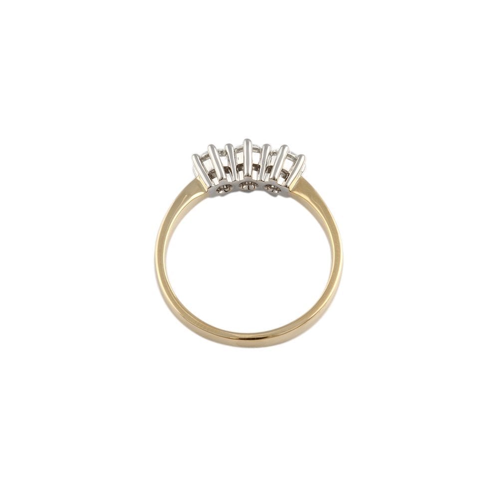 Yellow and White Gold 0.75ct Round Brilliant Diamond Three Stone Ring