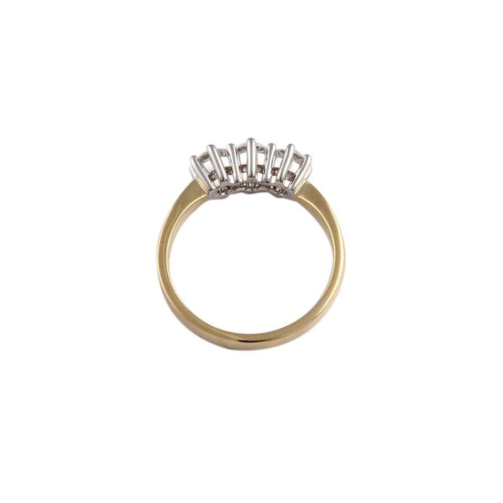 Yellow and White Gold 0.80ct Round Brilliant Diamond Three Stone Ring