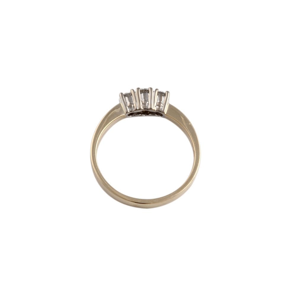 Yellow and White Gold 0.25ct Round Brilliant Diamond Three Stone Ring