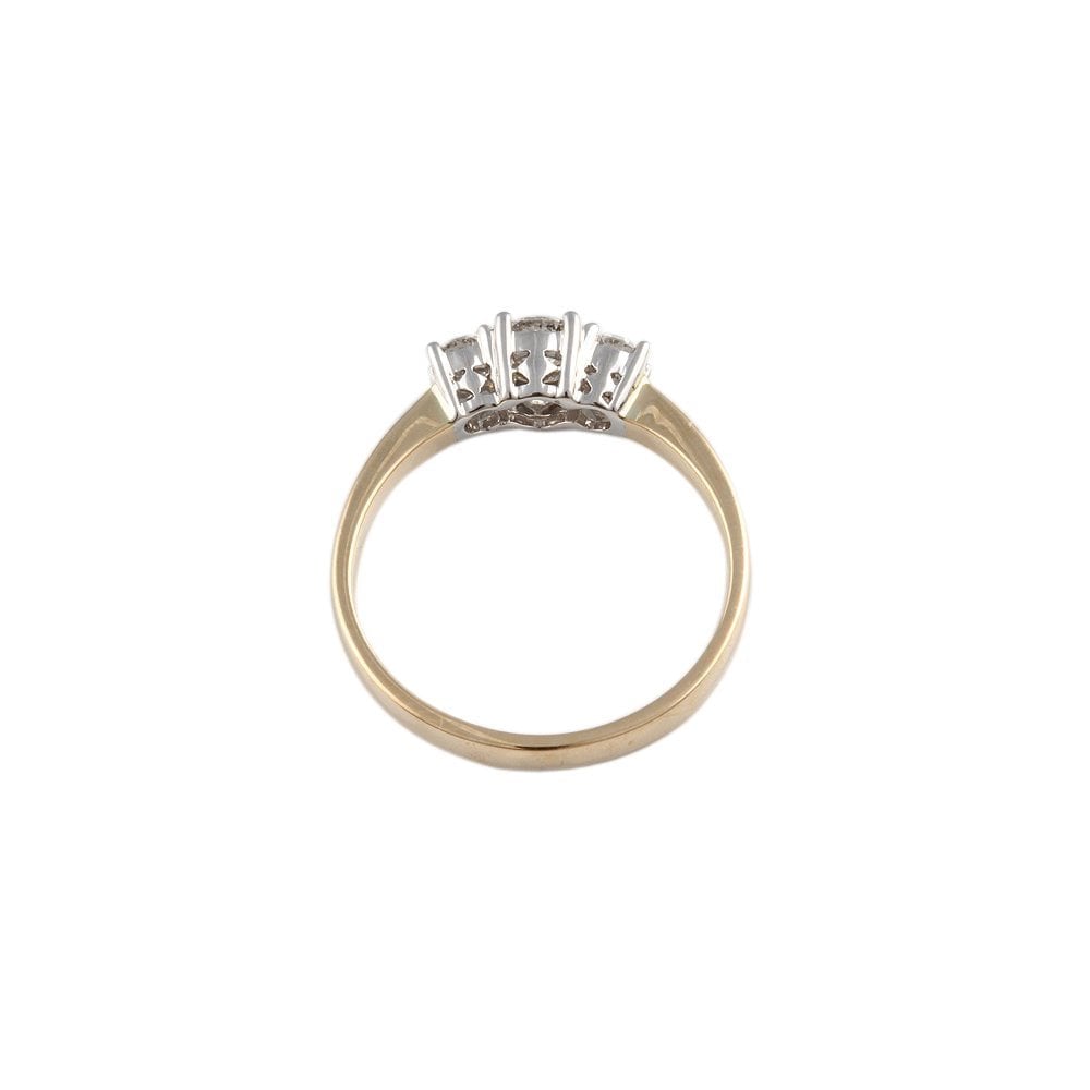 Yellow and White Gold 0.55ct Round Brilliant Diamond Three Stone Ring