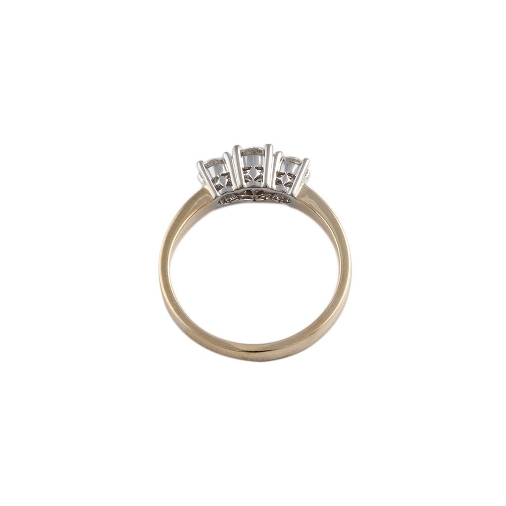 Yellow and White Gold 0.60ct Round Brilliant Diamond Three Stone Ring