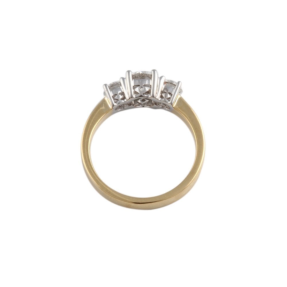 Yellow and White Gold 0.43ct Round Brilliant Diamond Three Stone Ring
