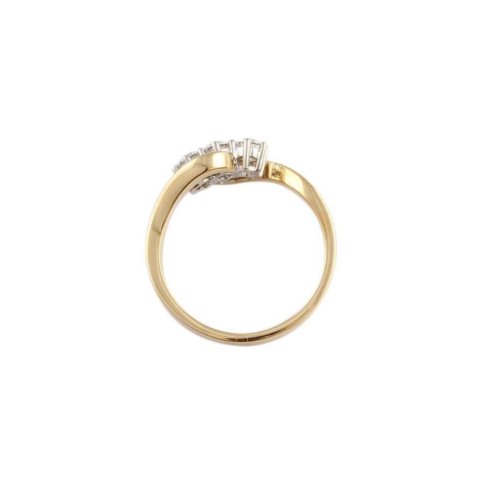 Yellow and White Gold Diamond Three Stone Ring 0.55ct