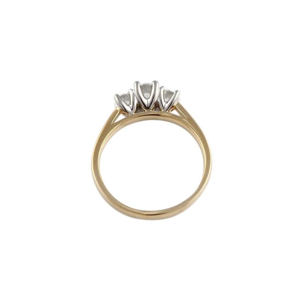 Yellow and White Gold 0.36ct Round Brilliant Diamond Three Stone Ring