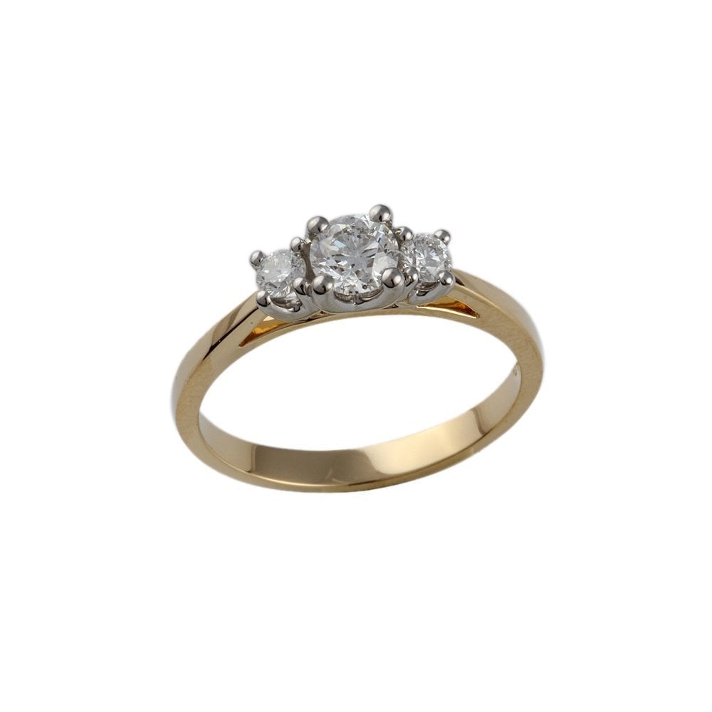 Yellow and White Gold Three Stone Ring 2.10ct