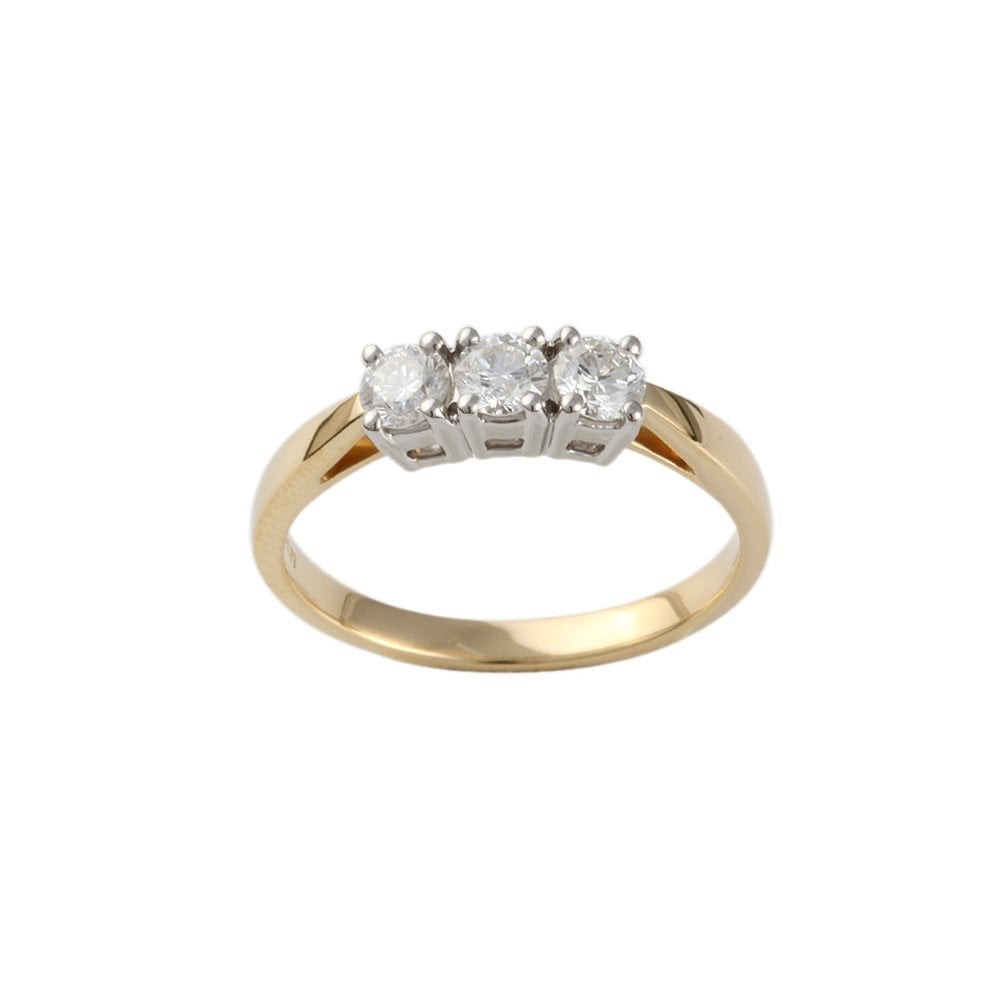 Yellow and White Gold Diamond Three Stone Ring 0.50ct