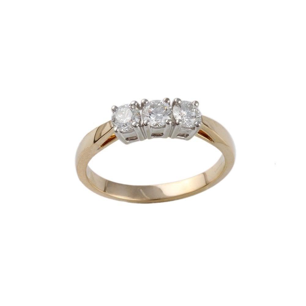 Yellow and White Gold Diamond Three Stone Ring 0.60ct