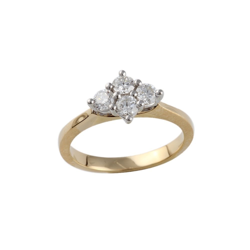 Yellow and White Gold 0.55ct Round Brilliant Diamond Four Stone Ring