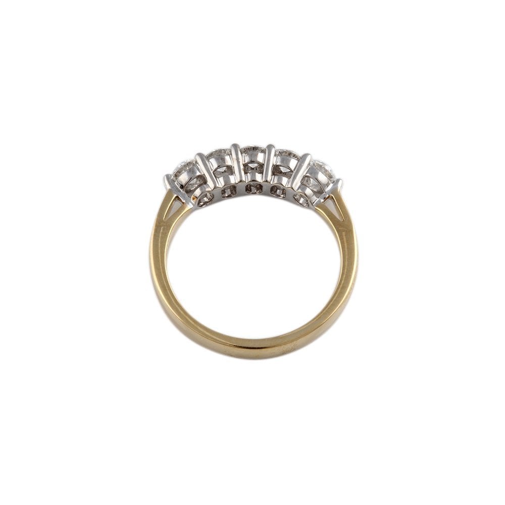 Yellow and White Gold 0.75ct Round Brilliant Diamond Five Stone Half Eternity Ring