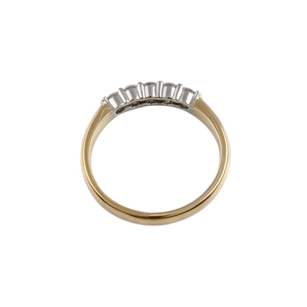 Yellow and White Gold 0.35ct Round Brilliant Diamond Five Stone Half Eternity Ring