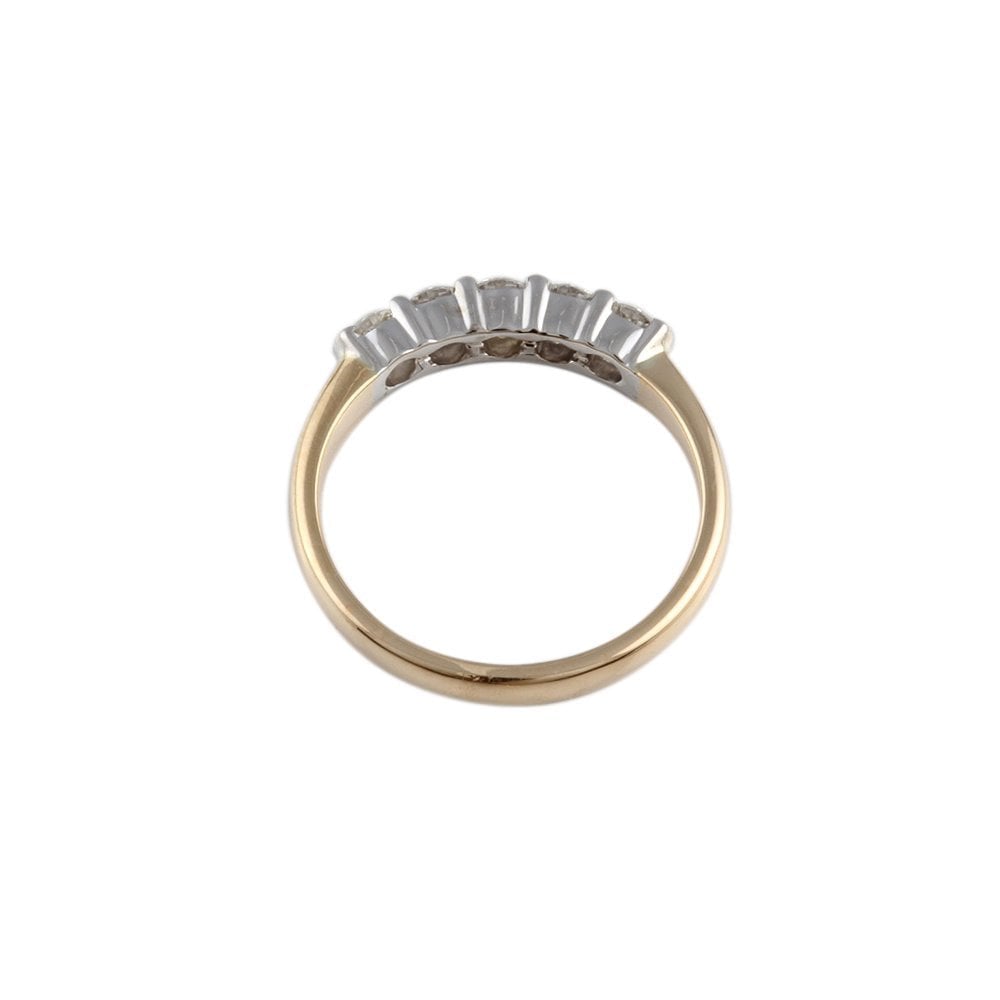 Yellow and White Gold 0.50ct Round Brilliant Diamond Five Stone Half Eternity Ring