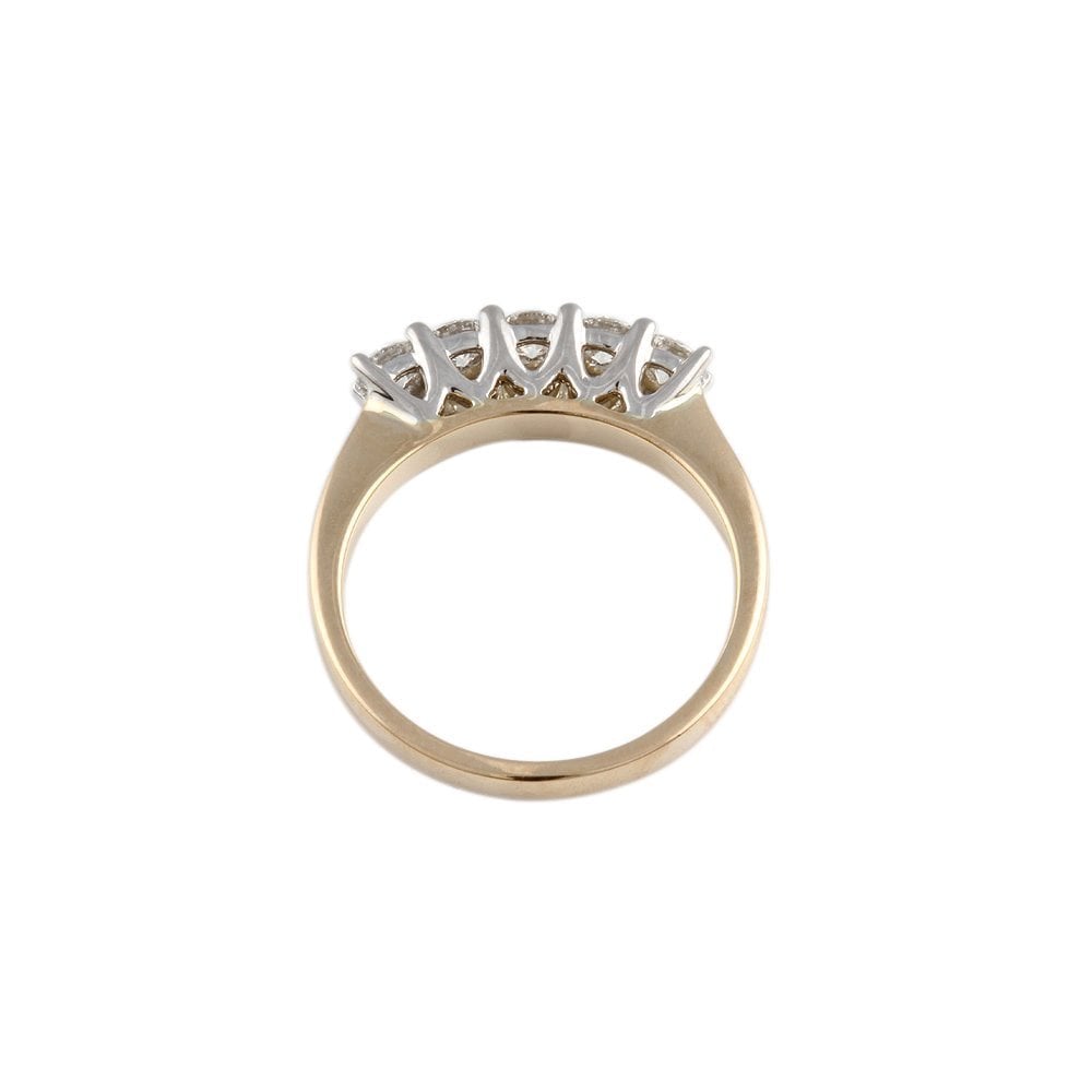 Yellow and White Gold 0.58ct Round Brilliant Diamond Five Stone Half Eternity Ring