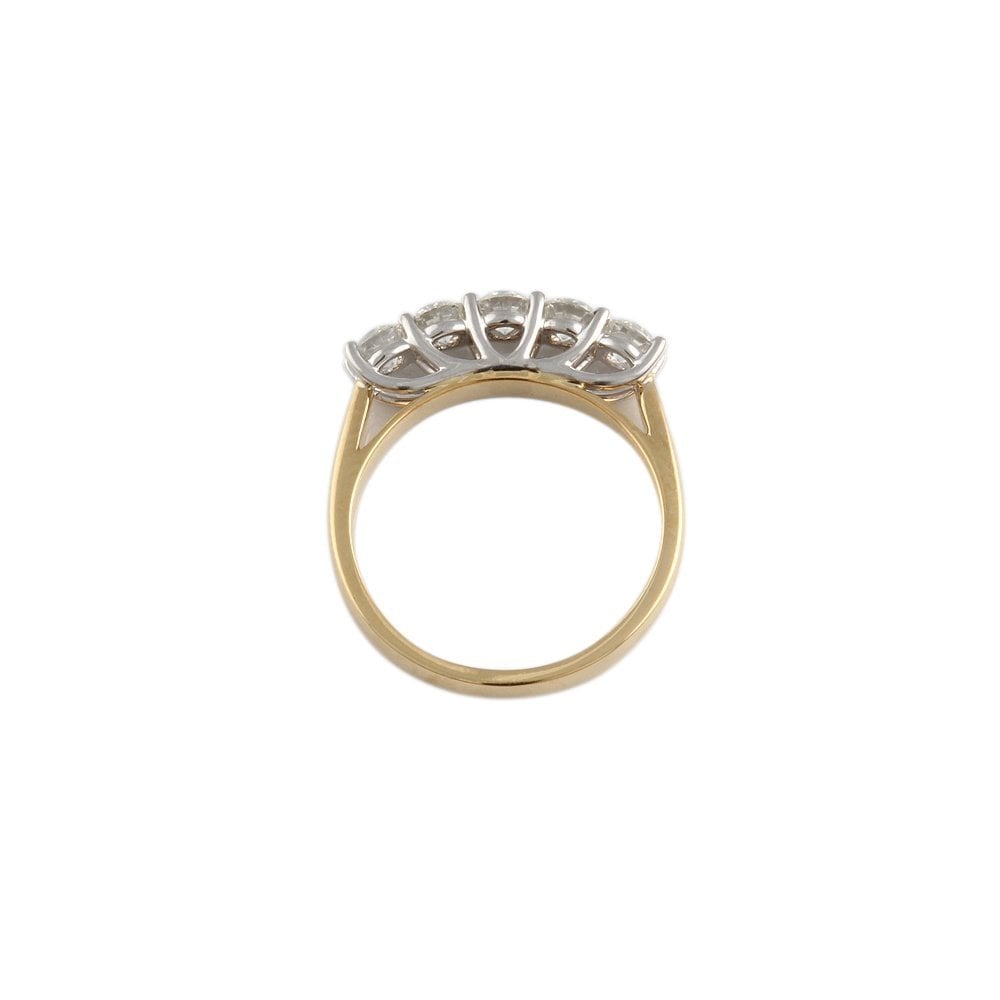 Yellow and White Gold 0.75ct Round Brilliant Diamond Five Stone Half Eternity Ring
