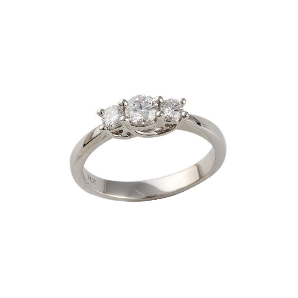 White Gold 0.35ct Round Brilliant Diamond Three Stone Ring