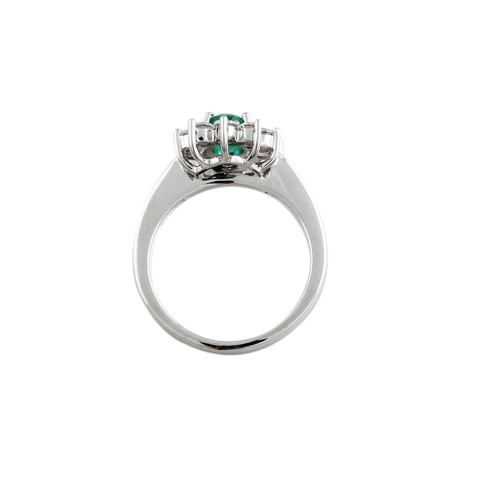 9ct Gold Emerald and Diamond Cluster Ring