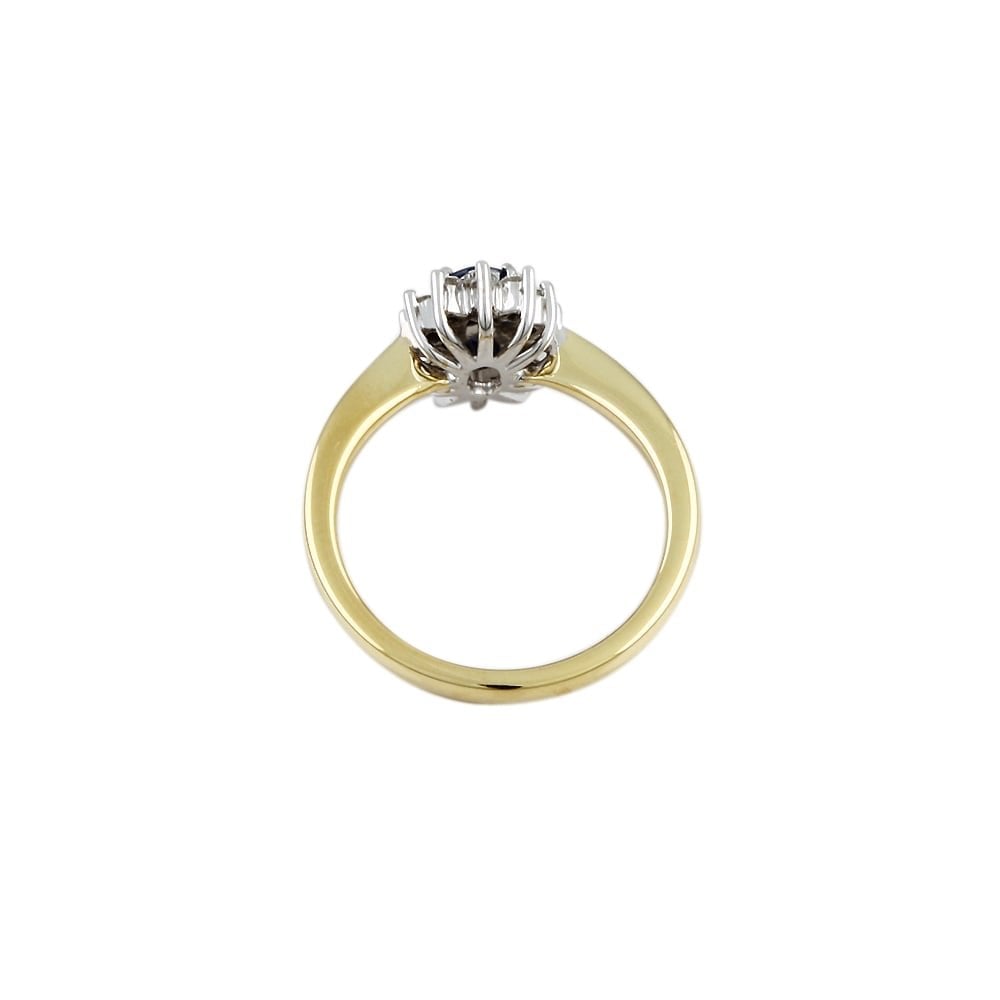9ct Yellow and White Sapphire 0.50ct  and Diamond  0.22ct  Cluster Ring