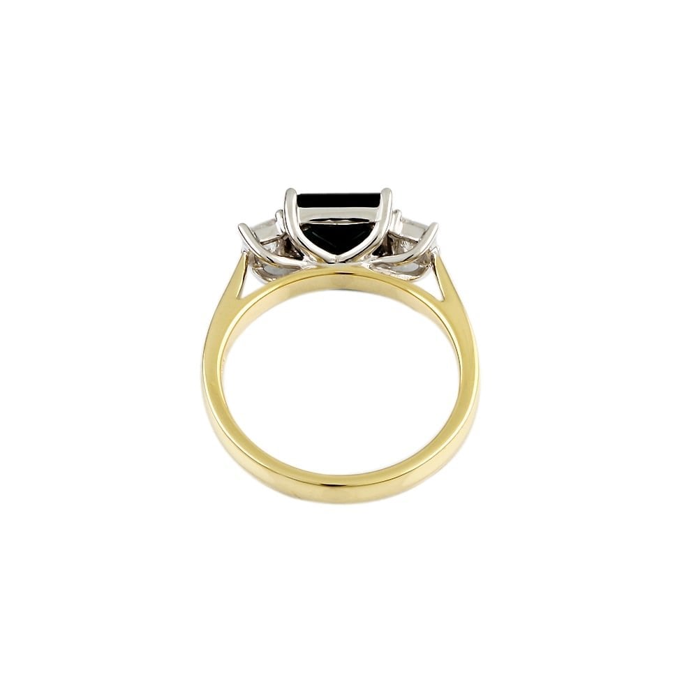 9ct Yellow and White Gold Diamond and Sapphire Three Stone Ring