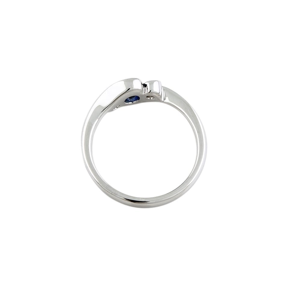 9ct Gold Blue Sapphire and Diamond Three Stone Ring