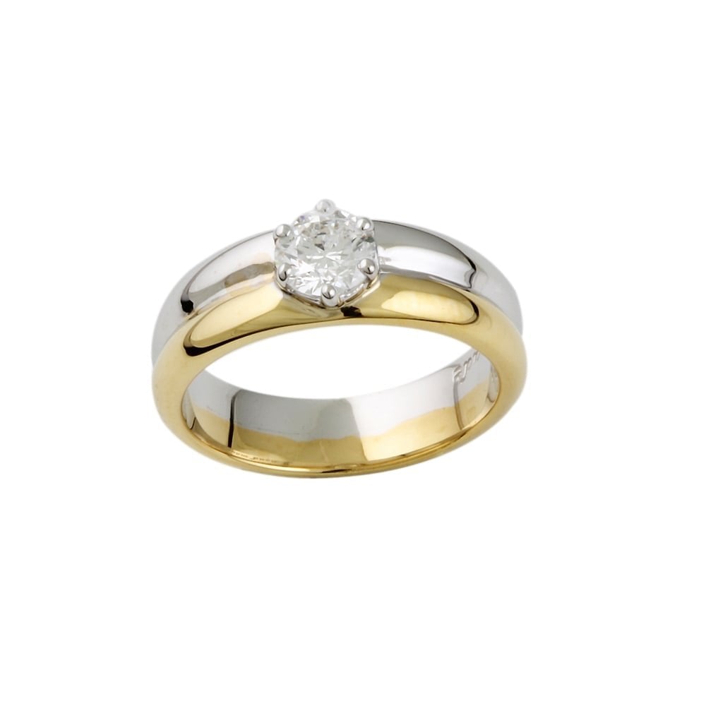 9ct Yellow and White Gold Diamond Solitaire Ring 0.40ct